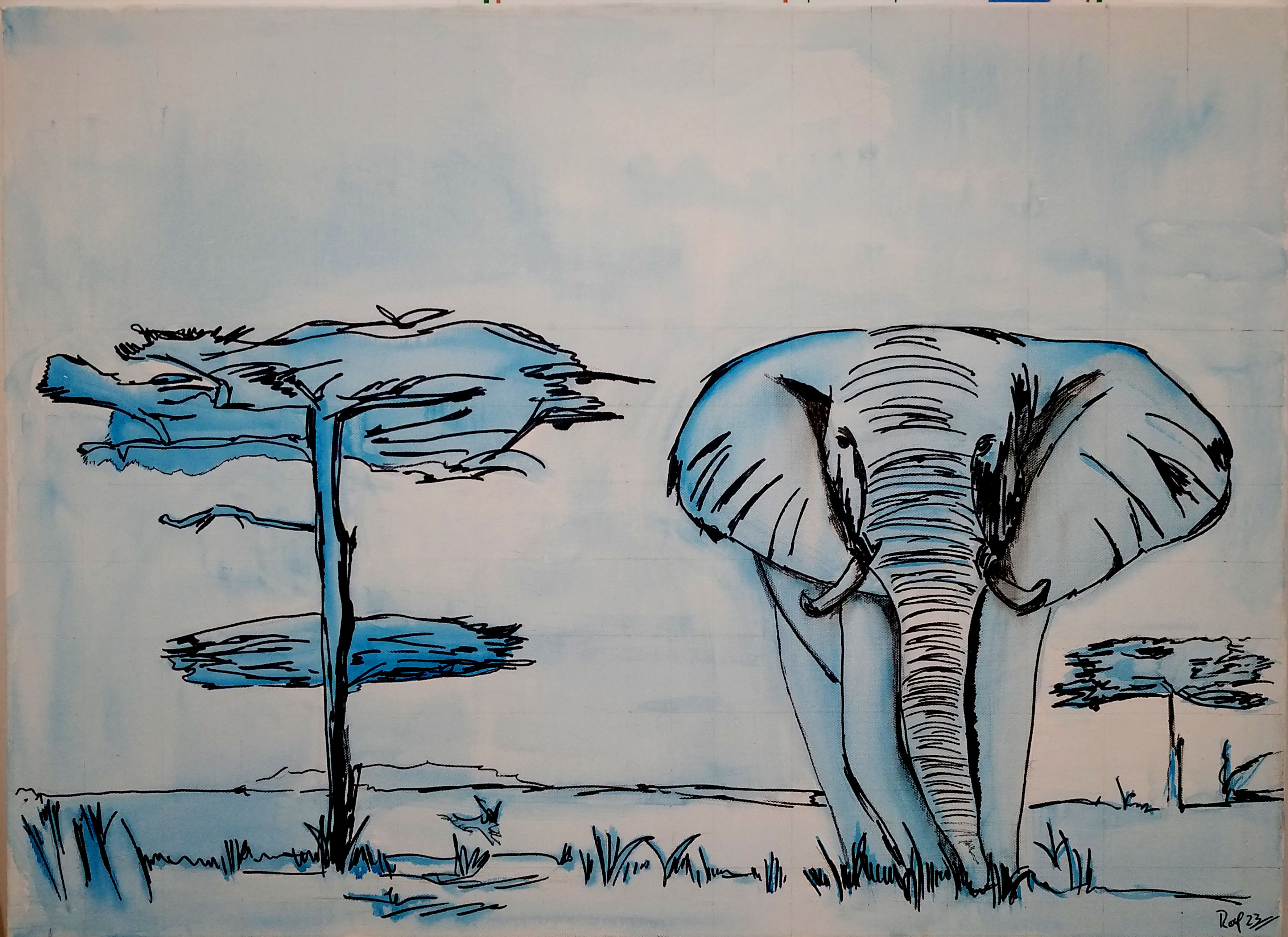 Elephant bleu