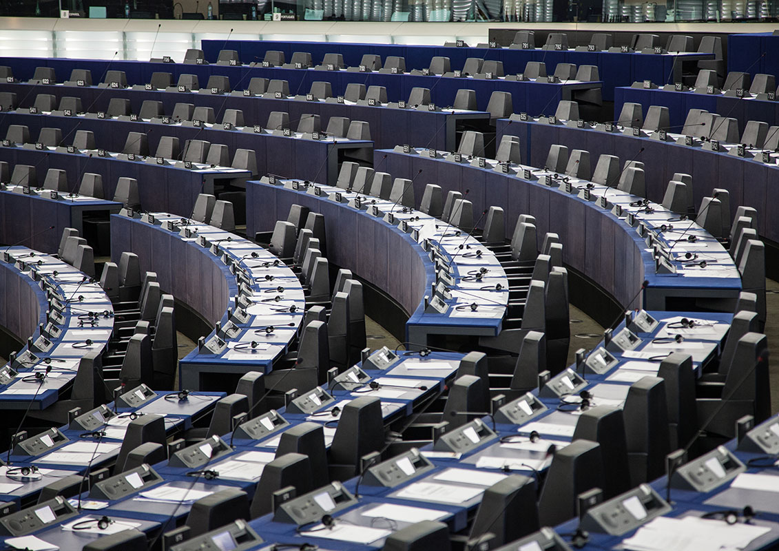 Summer season at the European Parliament in Strasbourg - Empty hemicycle