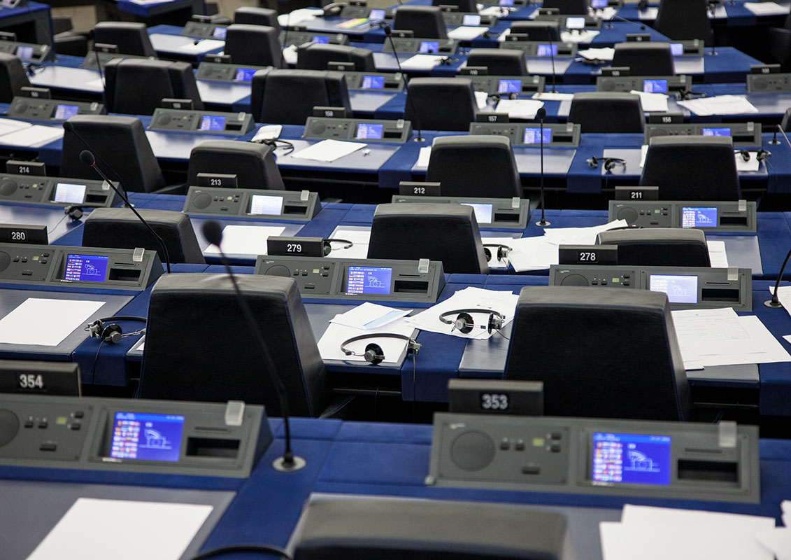 Summer season at the European Parliament in Strasbourg - Empty hemicycle