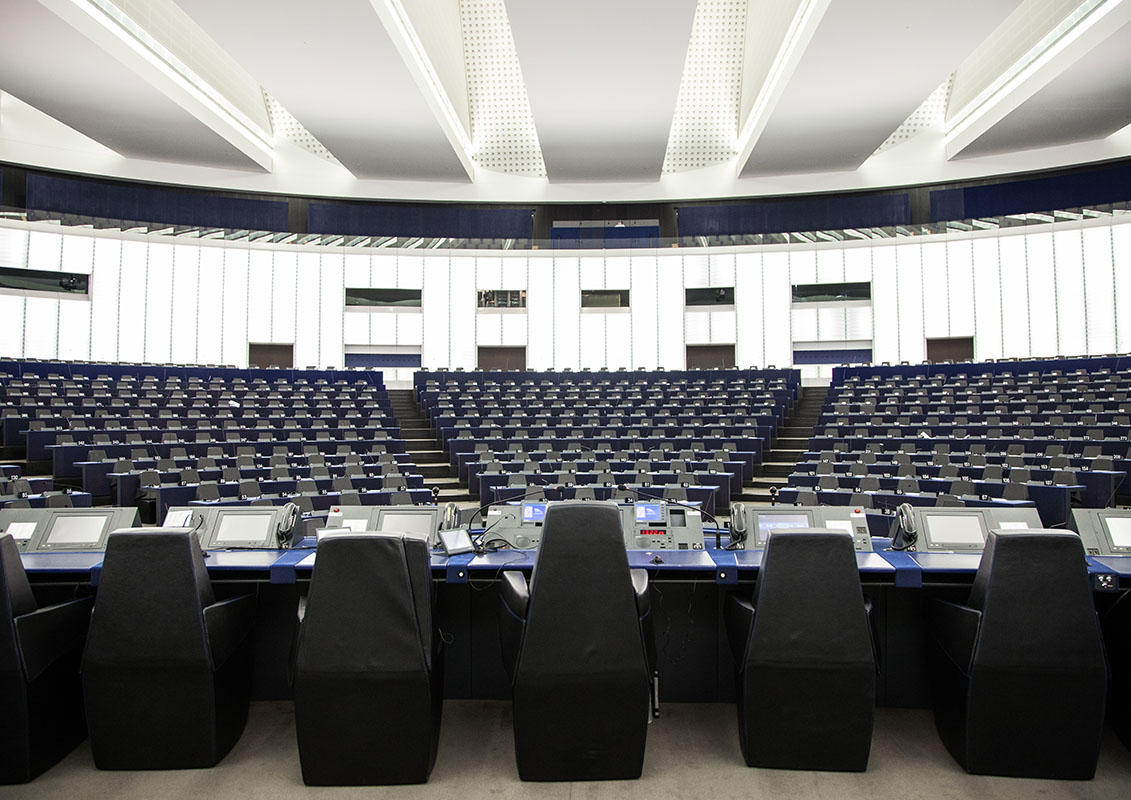 Summer season at the European Parliament in Strasbourg - Empty hemicycle